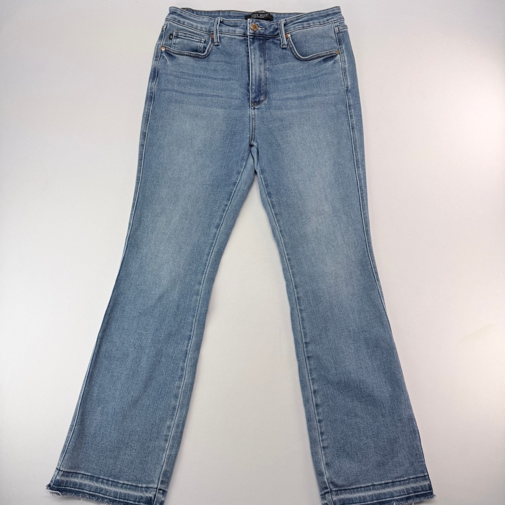 Judy Blue High Rise Flare Jeans Light Wash Raw Hem Size 15/32